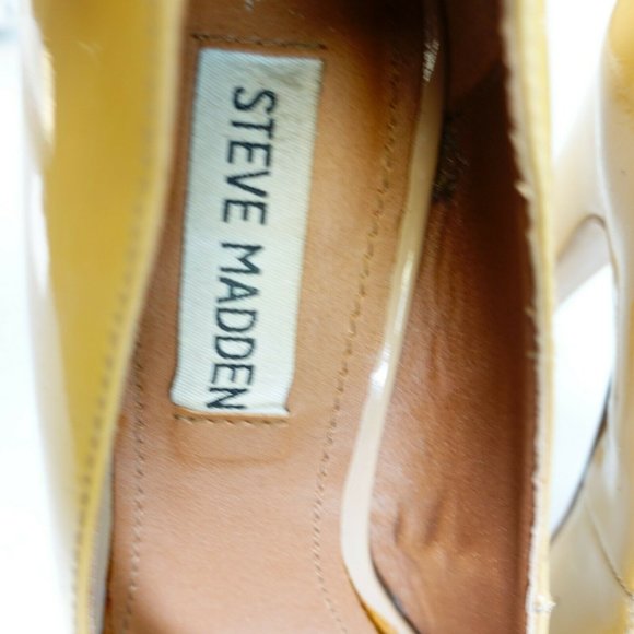 Steve Madden Shoes Leather 6 Sandals Slip On Platform Pump Beasst Yellow - Picture 3 of 13